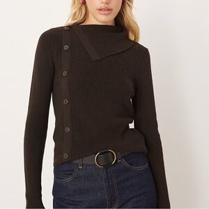 MANGO Women's Asymmetrical Neck And Buttons Sweater